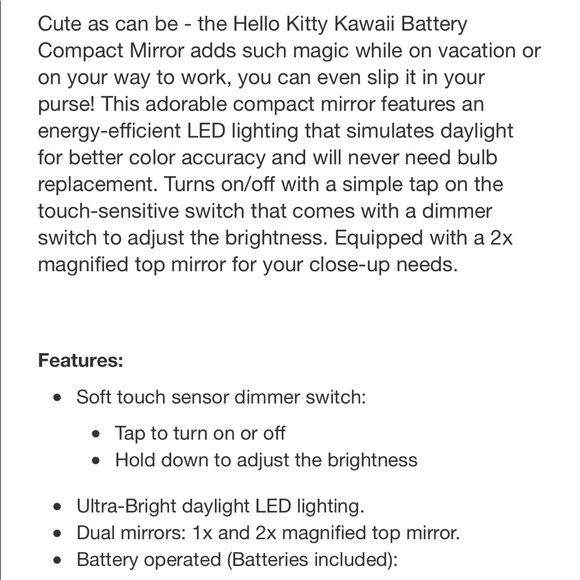 Impressions Vanity for Hello Kitty Kawaii LED Compact Mirror - Picture 4 of 6